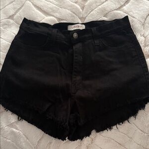 Vibrant MIU Women's Black Denim Shorts